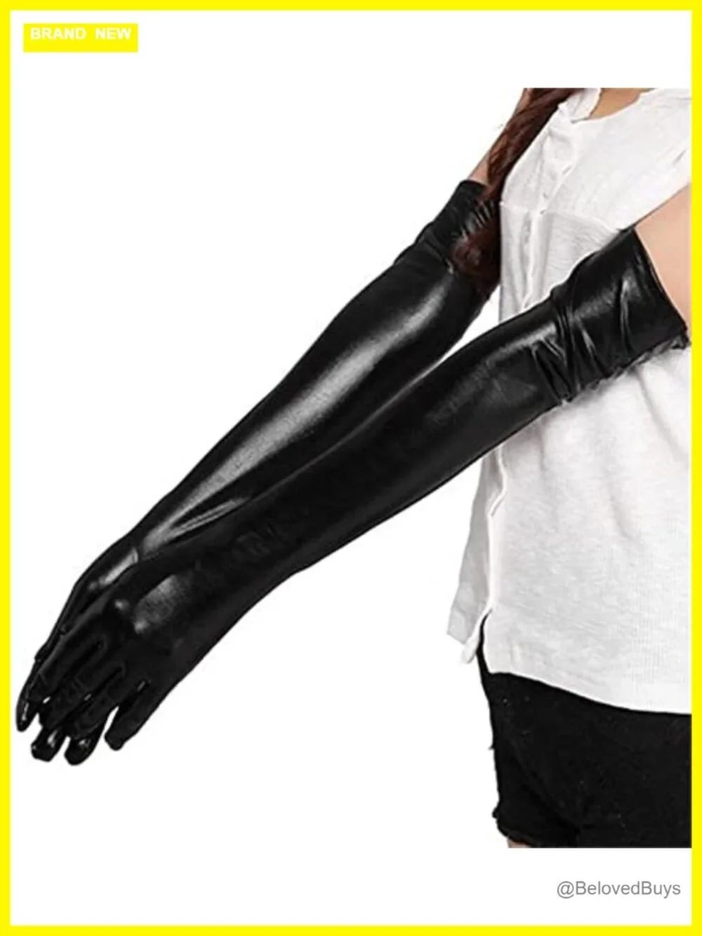 Women's Faux Leather Sexy Long Gloves Elbow Length Latex Look Costume Gloves